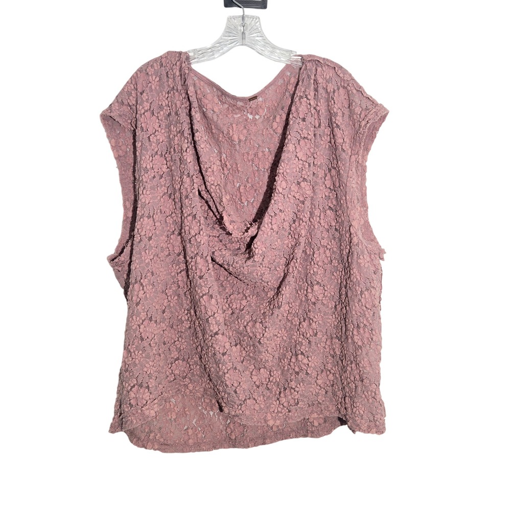 Free People Mauve Floral Lace Cowl Neck Sleeveless Top Womens Small Relaxed Boho